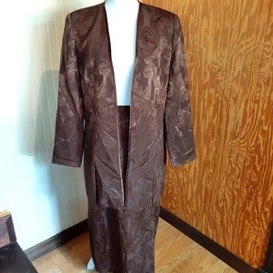Stunning 2 Piece Brocade Jacquard Paisley Print Long  Suit Jacket and Skirt